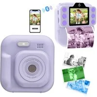 Blossom Kinder Sofortbildkamera Druckfunktion 1080P Digitalkamera Kinderkamera (48 MP, inkl. Videoaufnahme, DIY Graffiti, Spiele und Bluetooth 5.3, Dual Kamera mit Stickerpapier 2.0 Zoll IPS Bildschirm)