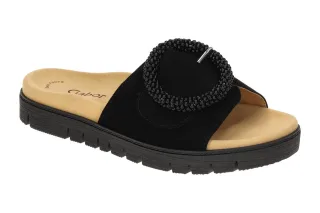 Gabor 83.745.17 Damen Pantoletten Schwarz Velour Komfort Fu?bett