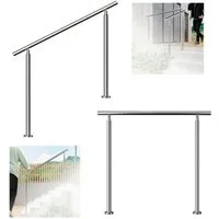 Duschparadies Handlauf Eingangsgeländer, Geländer Edelstahl Handlauf, Treppengeländer außen, 100 cm Gesamtlänge, (Packung), Handlauf Edelstahl, Silber/Schwarz, 100/120/150 cm, innen und außen