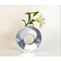 ARTRA Tischvase Aluminum Vase "Rund" (Größe: L) - Dekovase silber Tischvase (1 St)