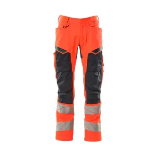 MASCOT Herren Hose mit Knietaschen ACCELERATE SAFE Hi-vis Rot / Schwarzblau 52 - 19579-236-22210-90C52