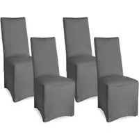 Beautissu Stuhlhusse Bankett Stuhlhussen 4er Set Leona, 45x90cm, Anthrazit, legante Stretch Hussen für Stühle -Elastische Stuhl Überzüge