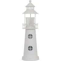 Grafelstein Dekoobjekt Leuchtturm WHITE OCEAN weiß aus Metall H37cm Windlicht Deko Beach Hous