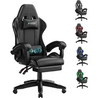 ZAISZE Gaming-Stuhl Schreibtischstuhl, Ergonomischer Bürostuhl mit Massagefunktion (PC Stuhl mit Fußstütze Kopfstütze Lendenkissen), Höhenverstellung Neigung 90°- 135°, für Gaming Arbeit Entspannung