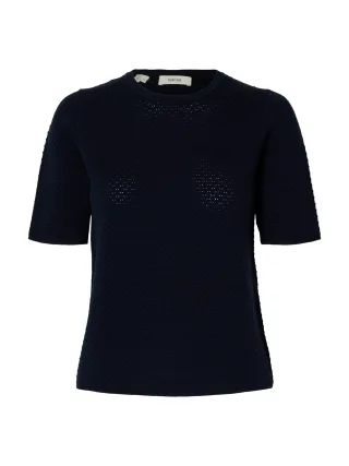 selected women - SLFHELLE NEW 2/4 KNIT O-NECK NOOS Dark Sapphire - Gr. - XS