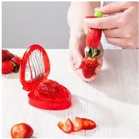 Haushalt International Obstschneider Erdbeer Schneider & Entstieler Set Kunststoff 2 Tlg. Set, (Set, 2-tlg., Packung), 2 Geräte, Schneide Edelstahl, robuster Kunststoff, für Erdbeeren