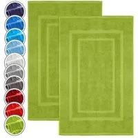 NatureMark Badematte 2er-Set Badvorleger 50x80cm, strapazierfähig, Baumwolle, rechteckig, Badematte 2-tlg., Duschmatte Duschvorleger, Premium Qualität, 50x80cm, Apfel grün
