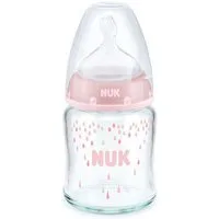 NUK Babyflasche NUK First Choice Babyflasche, Glasflasche 120ml mit 1S Sauger