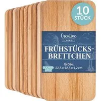Creative Home Frühstücksbrett Set Frühstücksbrettchen Holz 22,5 x 12,5 x 1,2 cm Schneidebrett, (10-St)