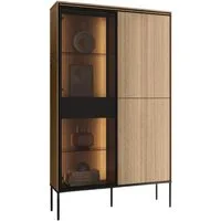 Compleo Vitrine modern, Eiche linearer, Elegant Vitrine, Breite: 90 cm