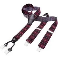 DonDon Hosenträger für Herren 3,5 cm breit 4 Clips mit braunem Leder längenverstellbar (1-St) Y-Form, verstellbar mit Clipverschluß, elastisch