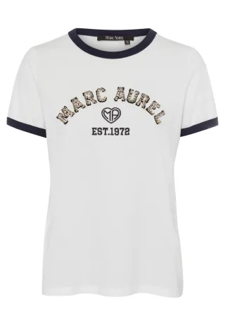 Marc Aurel - T-Shirt mit Strassapplikation off white varied - Gr. - 42