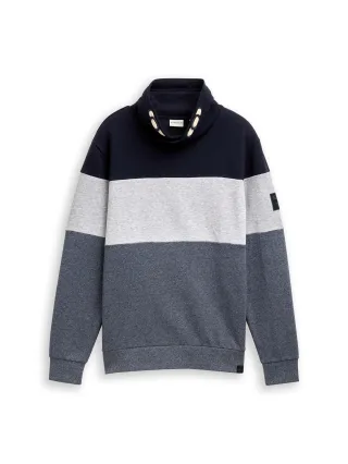 Tom Tailor - Snood Sweatshirt mit Colour Blocking navy grindle structure - Gr. - M