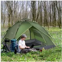 Outsunny Kuppelzelt Campingzelt, leicht, stabil, Familienzelt mit 1000mm Wassersäule, Personen: 2 (Campingzelt, 1 tlg., Tunnelzelt), für Garten, Balkon, Dunkelgrün