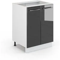 Vicco Unterschrank Fame-Line, Anthrazit Hochglanz/Weiß, 60 cm ohne Arbeitsplatte (1-St)