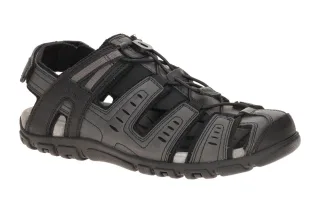 Geox U4524C Herren Sandale Schwarz | Trekking-Sandaletten wasserdicht + atmun...