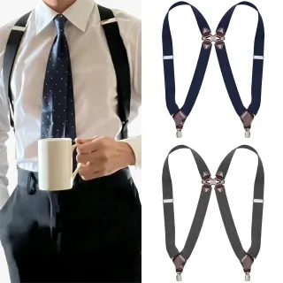 Stylish Elastic Formal Men's Suspenders with Side Clips Adjustable Length Back Braces Trouser Strap Belt for Daily Wear