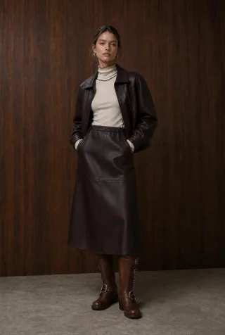 Jane Lushka - Elle eco leather skirt dark brown - Gr. - S