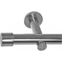 BASIT Gardinenstange Edelstahloptik 20mm mit Wandträgern 120 cm E30, Ø 20 mm, 1-läufig, verschraubt, Metall, H31 120 cm E30 Kappe