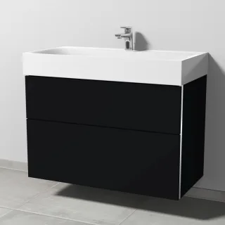 Sanipa 3way Waschtischunterbau zu Kaldewei Silenio Waschtisch mit 2 Auszügen, Schwarz-Matt BS45608