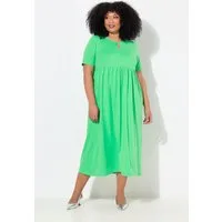 Ulla Popken Maxikleid Maxikleid A-Linie Rundhals Halbarm Taschen