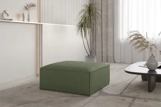 Polsterhocker Designerhocker CELES PREMIUM 85x85 cm in Stoff Scala Forest
