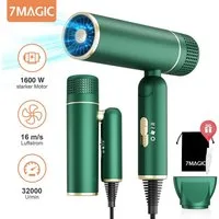 MCURO Haartrockner Faltbarer Ionen Reiseföhn, 1600,00 W, Anti-Frizz, 3 Temperaturstufen, 2 Luftstärken, für Urlaub & Alltag, mit Stylingdüse oder Diffusor, ultraleicht & platzsparend