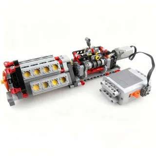 MOC Technical 6 Speed Gearbox V16 Engine Model APP Power Motor M Motor Combo Building Blocks DIY Creative Electric Toy