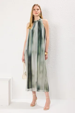 Abstraktes ärmelloses Maxikleid für Damen – lässig und bequem für Tag und Nacht