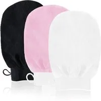 FOUORTUNATE-BEE Reinigungshandschuh 3er Set Peeling-Handschuhe – Körperpeeling in Schwarz, Weiß & Rosa (3-St) Sanfte Peeling-Handschuhe für weiche, glatte Haut am ganzen Körper