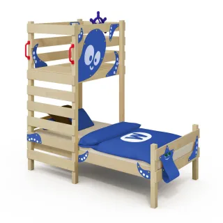Kinderbett CrAzY Octopus - Hochwertiges Einzelbett mit Kletterwand & bemalbarer Fantasy-Plane für Abenteuer im Kinderzimmer - Spielbett Wickey