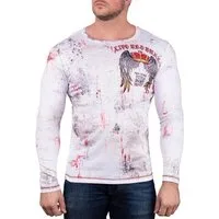 Cipo & Baxx Longsleeve Herren Regular Fit Pullover BA-CL497 mit Farbklecksen und Logo