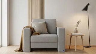 BRUNO Schlafsessel 70cm in Hellgrau | praktische Größe | stabiles Massivholz & Boxspringkomfort