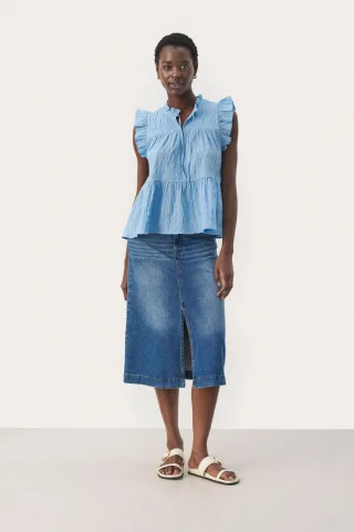 Ärmellose Bluse Gerade Passform Dusk Blue pale blue