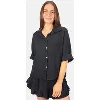 Seasons of April Hemdbluse CELINA MUSSELIN Kurze Damen Musselin Bluse mit Tasche, 100% Baumwolle, luftig locker