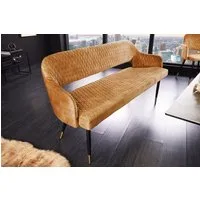 riess-ambiente Sitzbank PARIS 160cm senfgelb / schwarz (Einzelartikel, 1-St), Esszimmer · Samt · Metall · Rückenlehne · Schlafzimmer · Retro Design