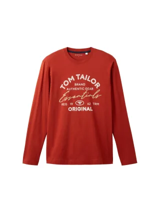 Tom Tailor - Langarmshirt mit Logo-Print velvet red - Gr. - L