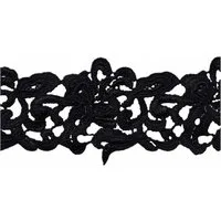 maDDma Spitzenband 1m / Meterware Spitzenborte Bestickte Spitze Spitzenband 75mm, schwarz