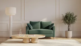 BRUNO Schlafsofa 120cm in Grün | Flow | stabiles Massivholz & Boxspringkomfort