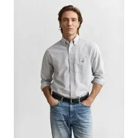 Gant Langarmhemd Regular Fit Oxford Hemd strukturiert langlebig dicker gestreift mit dezenter Logostickerei