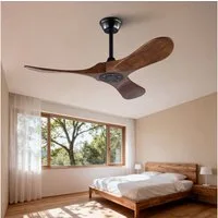 Rolipo Deckenventilator 3 Holzflügeln und Propeller-Design, Speicherfunktion, Fernbedienung, 42-Zoll, Walnuss-Finish, Sommer-/Wintermodus, Wohn-Schlafzimmer
