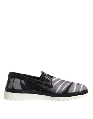 Dolce & Gabbana Schwarze Tropical Slip-On Herren Sneaker Schuhe