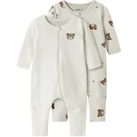 Name It Schlafoverall NBNNIGHTSUIT 2P ZIP FF PUMICE BEAR NOOS (Packung, 2-tlg)