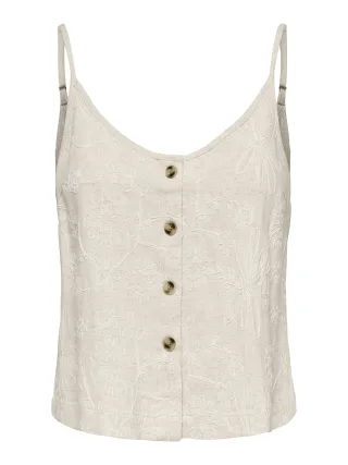 ONLY - ONLSIESTA LINEN BL EMB SINGLET PNT Moonbeam - Gr. - M
