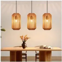 ZMH Pendelleuchte E27 3 Flammige Vintage Hängelampe Boho Papiergarn Deckenlamp, ohne Leuchtmittel