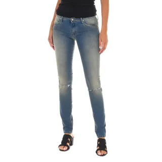 Lange Denim-Hose getragen und zerrissen Wirkung 10DB50262 Frau