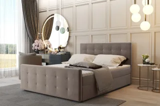 Boxspringbett Schlafzimmerbett CARLOS 160x200cm Stoff Soro Cappuccino inkl.Be...