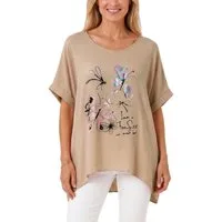 dy_mode Kurzarmshirt Damen Oversize Tunika Sommer Bluse mit Glitzer Shirtbluse Fledermausärmeln, Oversize, mit Glitzer-Steinchen