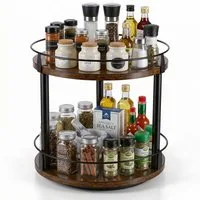 BlingBin Gewürzregal 360° Drehbar 2-Etagen Organizer Küchenregal, Gewürzständer, 1er Set 1-tlg., Lazy Susan mit Drehscheibe für Küchentheke, Esstisch, Speisekammer