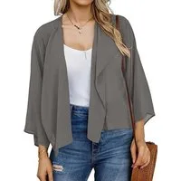 Bwecuy Bolero Damen Chiffon Bolerojacke Elegant Sommer Cardigan 3/4 Ärmel